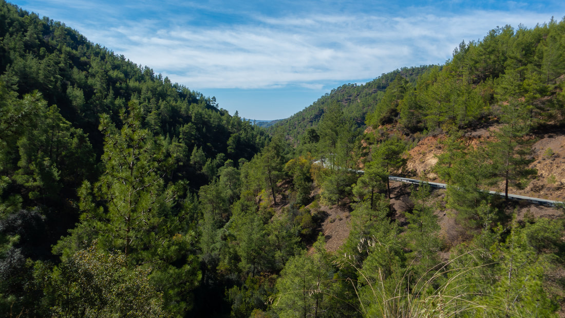 Route in Troodos between Paphos and Polis area